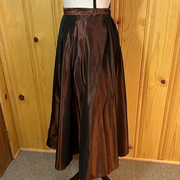 Jessica McClintock Brown Iridescent Taffeta Midi Shirt Sz-7 - Picture 4 of 7